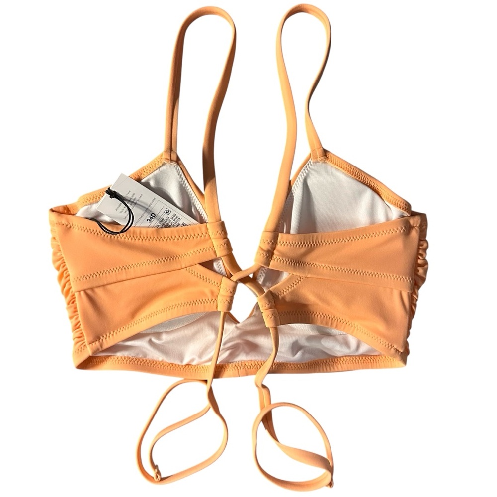 NWT Shade & Shore Orange Longline Shirred Keyhole Underwire Bikini Top - 34D - Picture 8 of 13